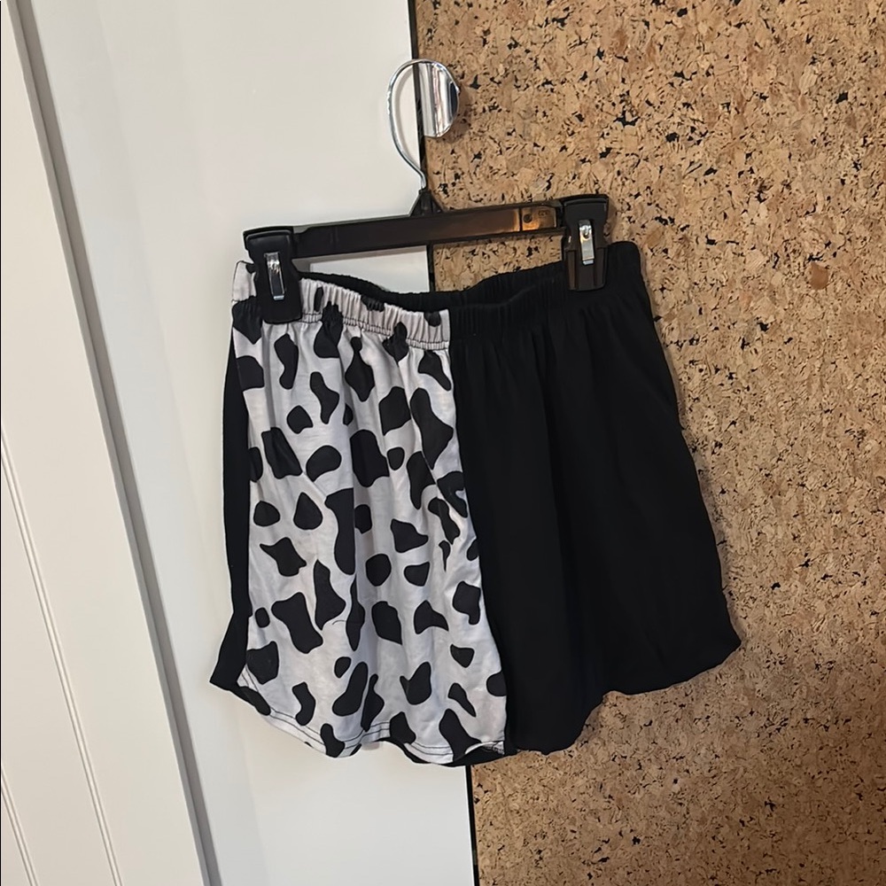 Two-Tone Cow Print Shorts